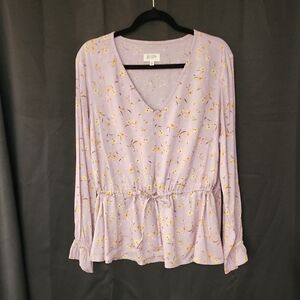 Lavendar Floral Candace Cameron Bure Blouse